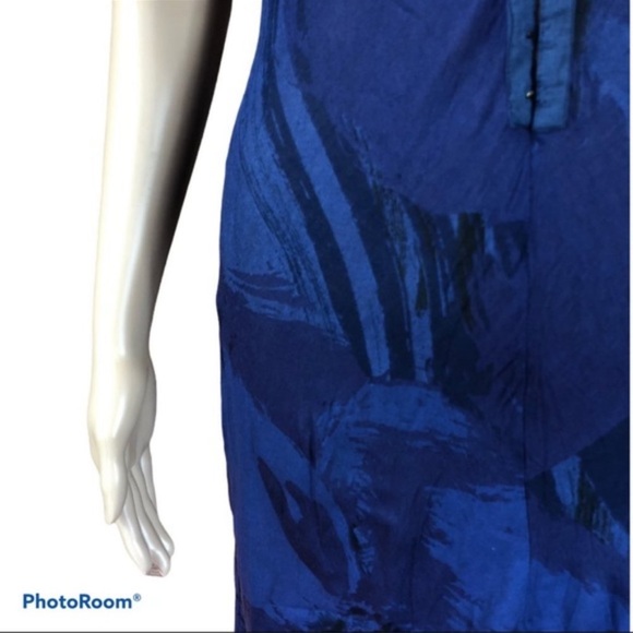 HURLEY Blue Deep V-Neck Hook & Eye Closure Halter Maxi Dress | Size M - Picture 6 of 11